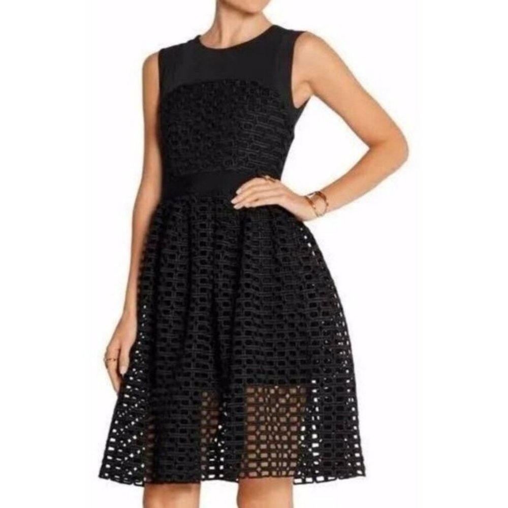 MAJE Restano Guipure Cut Out Dress Black